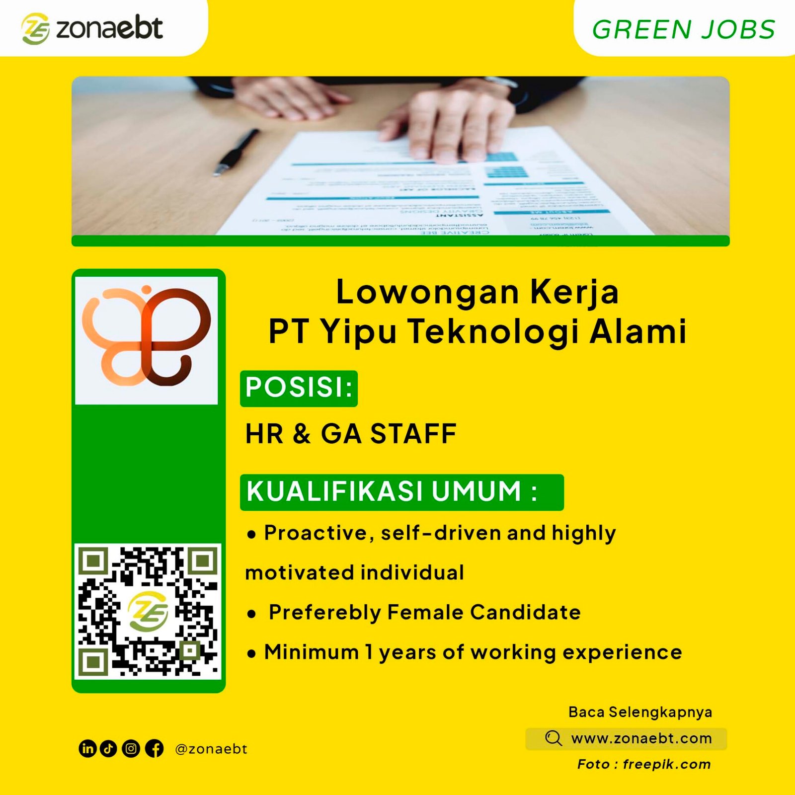 HR & GA Staff zonaebt.com