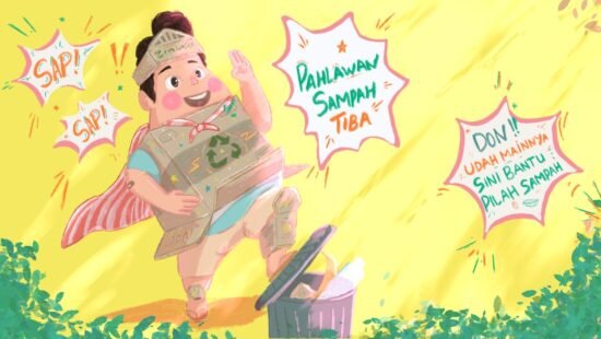 Illustrasi karakter Don di film animasi Jumbo bersiap untuk menjadi pahlawan sampah untuk lingkungan zonaebt