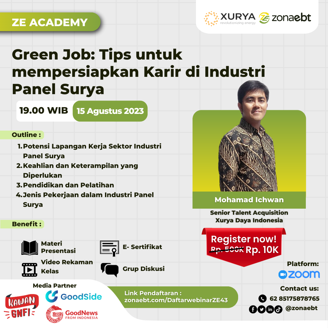 Flyer Green Job Tips untuk mempersiapkan Karir di Industri Panel Surya
