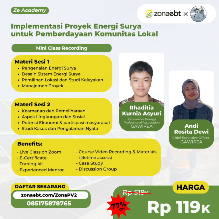 Flyer Record Mini Class Implementasi Proyek Energi Surya untuk Pemberdayaan Komunitas Lokal