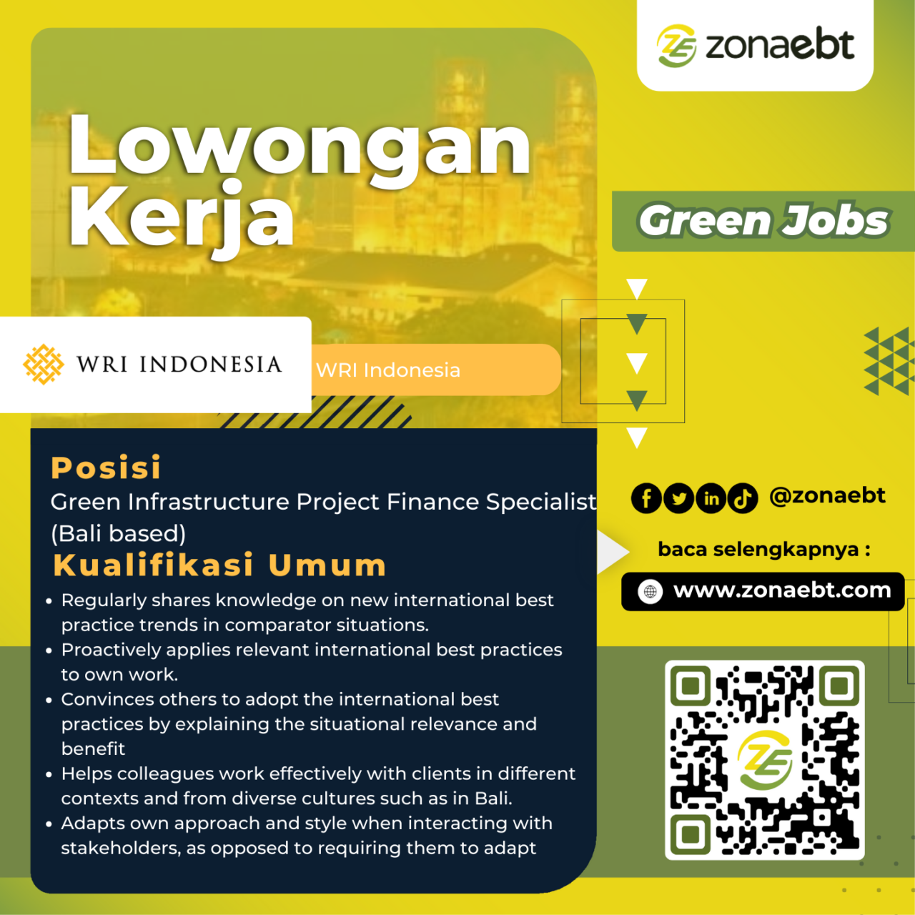 Green Infrastructure Project Finance Specialist (Bali based)
