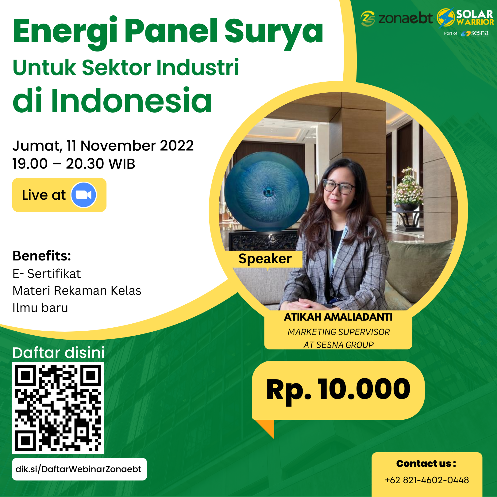 Webinar "Energi Panel Surya untuk Sektor Industri di Indonesia" zonaebt.com