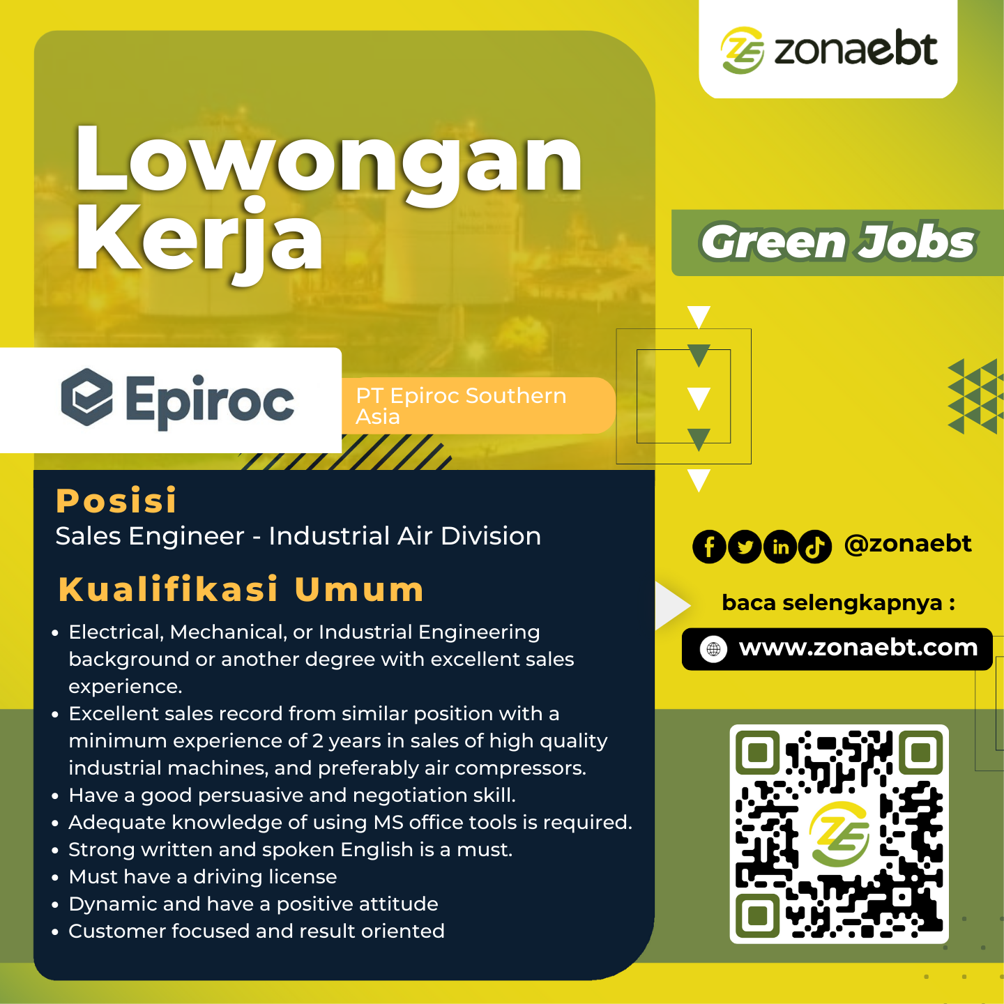 PT Epiroc Southern Asia Sales Engineer - Industrial Air Division zonaebt.com