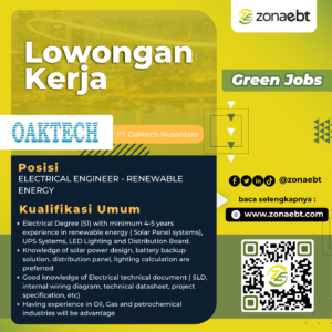 PT Oaktech Nusantara ELECTRICAL ENGINEER - RENEWABLE ENERGY zonaebt.com