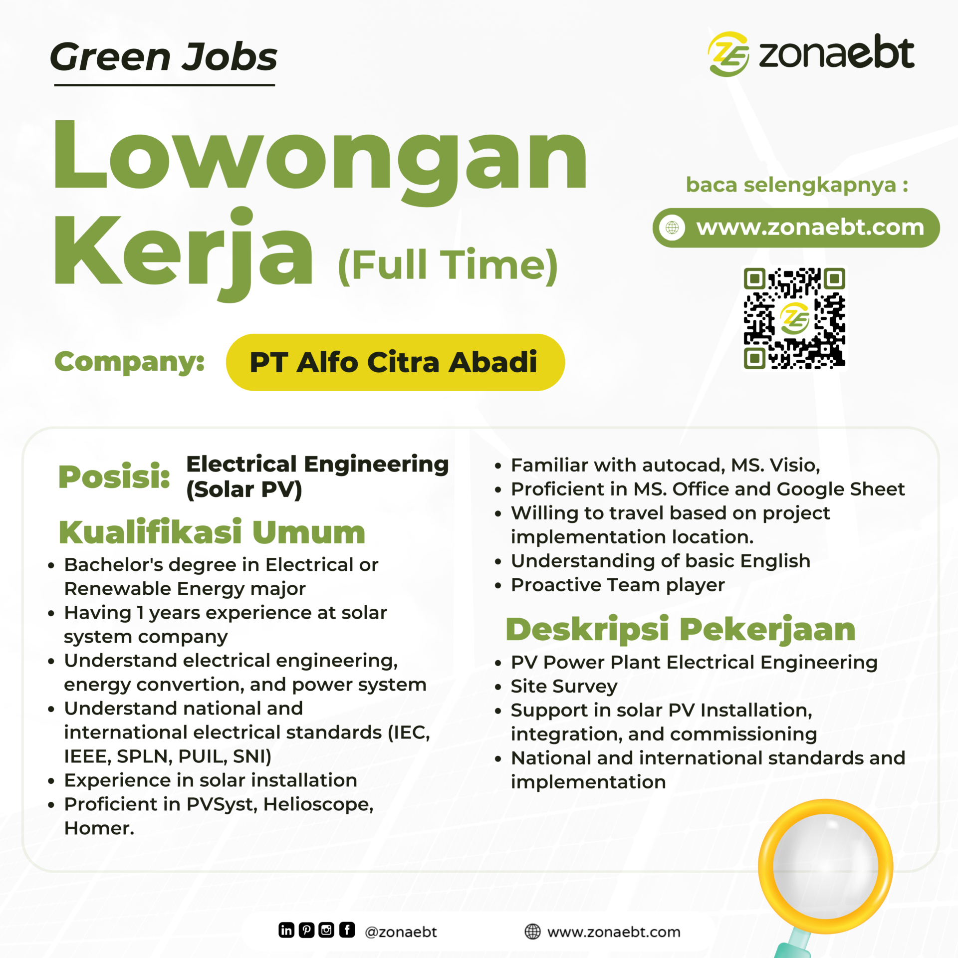 Post Electrical Engineering (Solar PV) Green jobs zonaebt.com