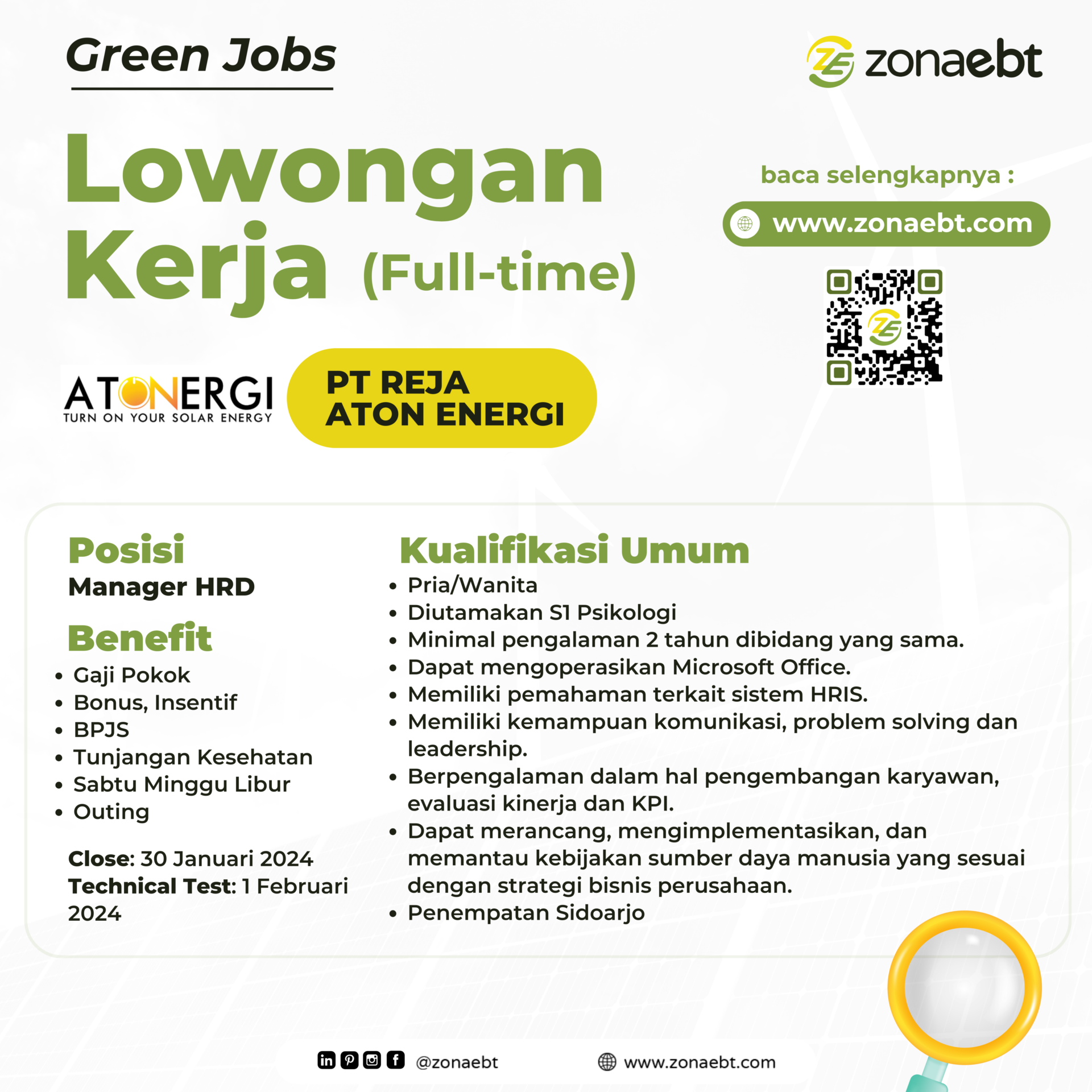 Post Manager HRD green jobs zonaebt.com