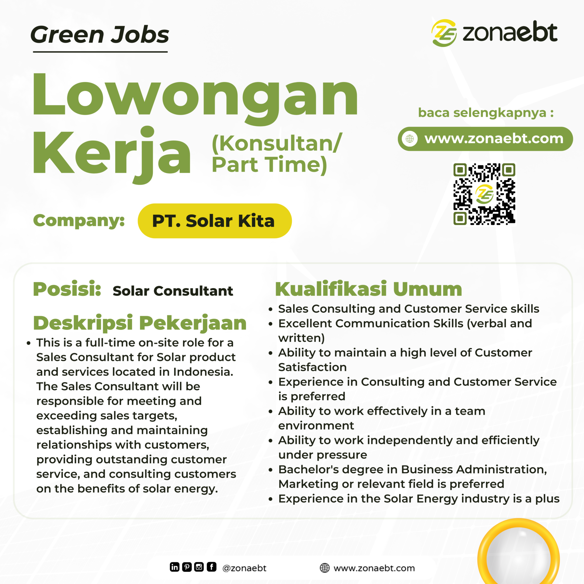 Post Solar Consultant Greenjobs zonaebt.com