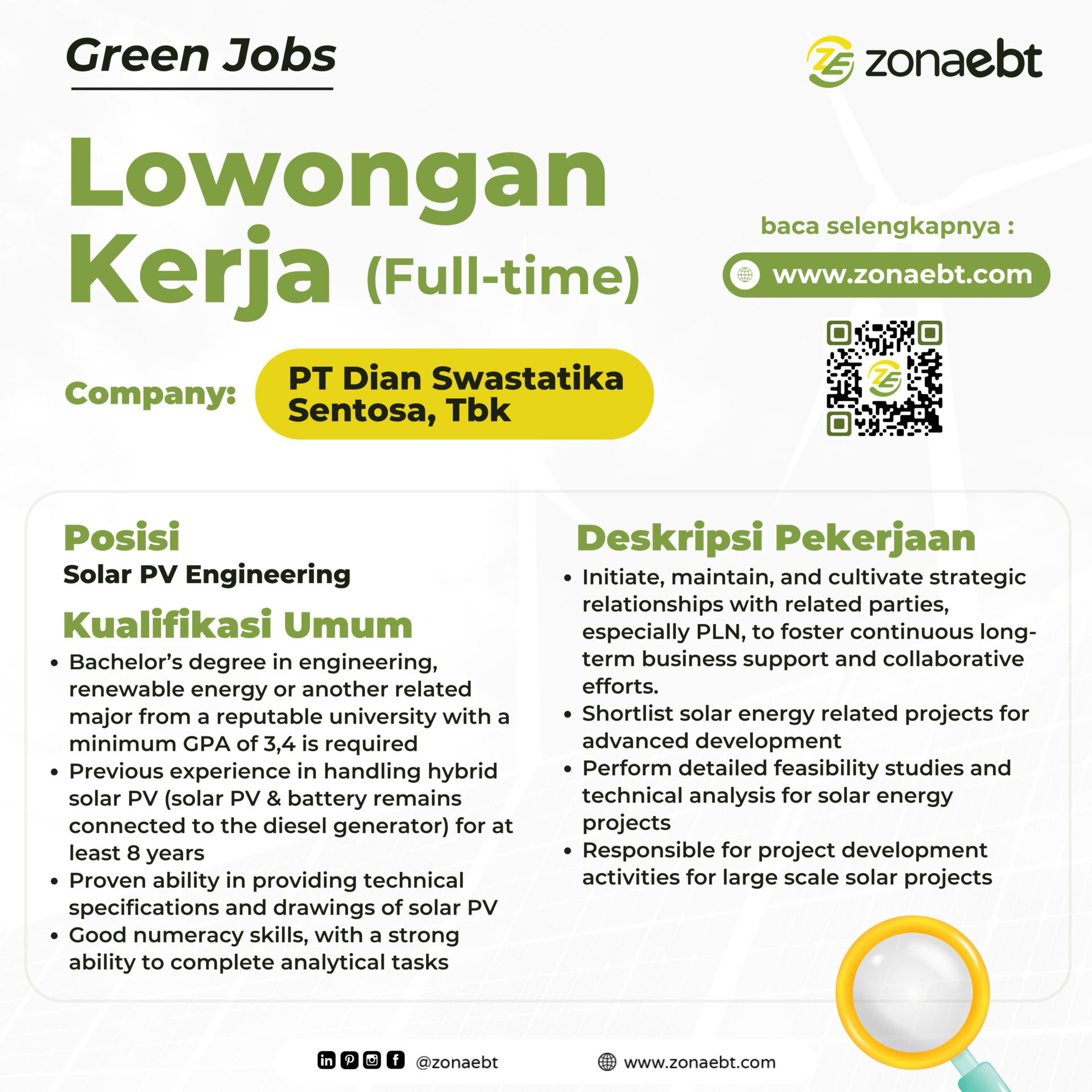Post Solar PV Engineering Green jobs zonaebt.com