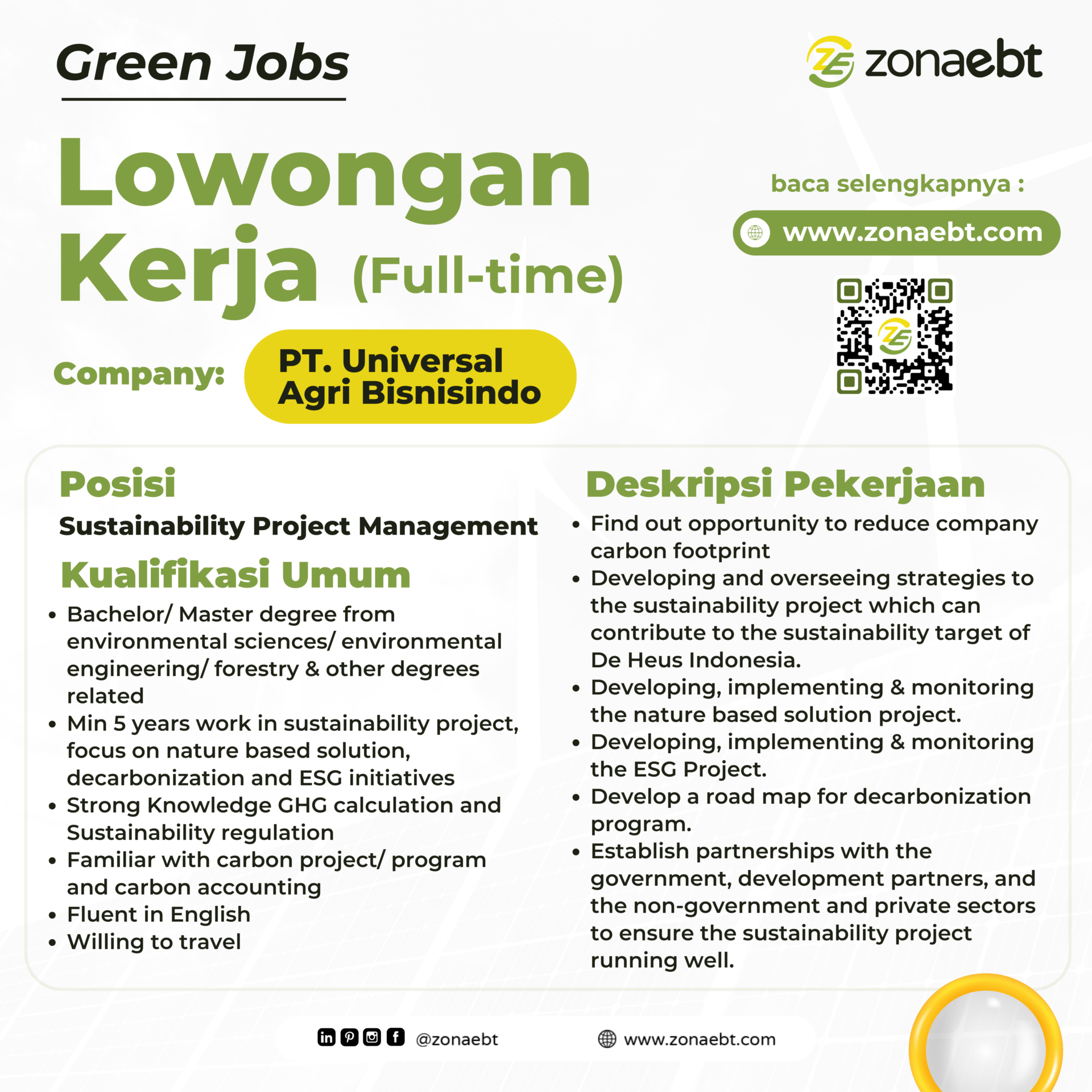 Sustainability Project Management greenjobs zonaebt.com