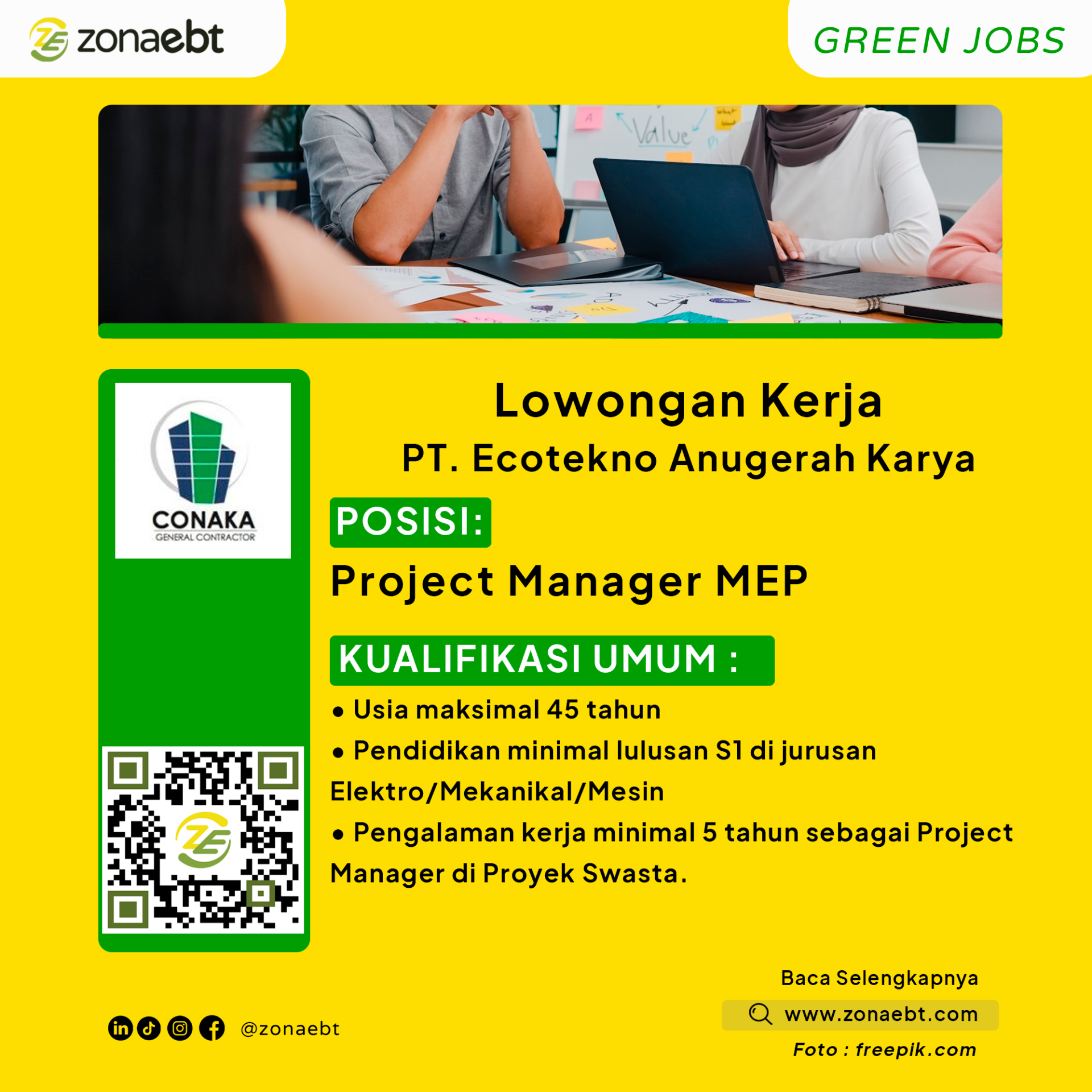 Project Manager MEPGreen Jobs zonaebt.com