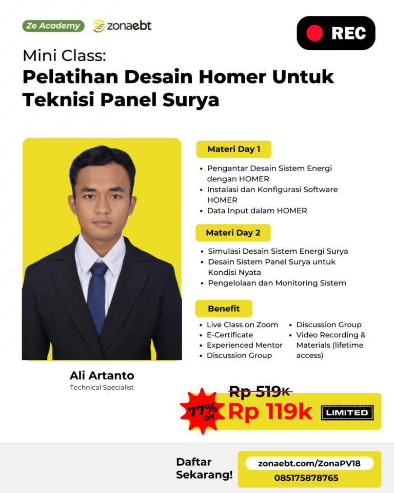 Record Pelatihan Desain Homer Untuk Teknisi Panel Surya