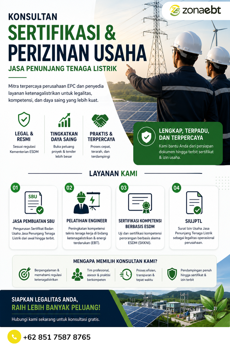 Siap Ikut Tender Proyek Energi? Lengkapi SBU, SIUJPTL, dan Sertifikasi Engineer Bersama ZONAEBT zonaebt.com