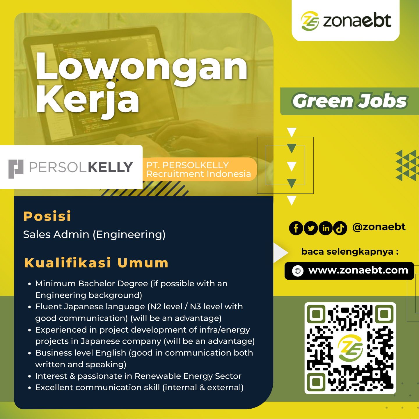 Sales Admin (Engineering) PT. PERSOLKELLY Recruitment Indonesia zonaebt.com