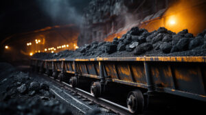 Coal moving along a conveyor belt