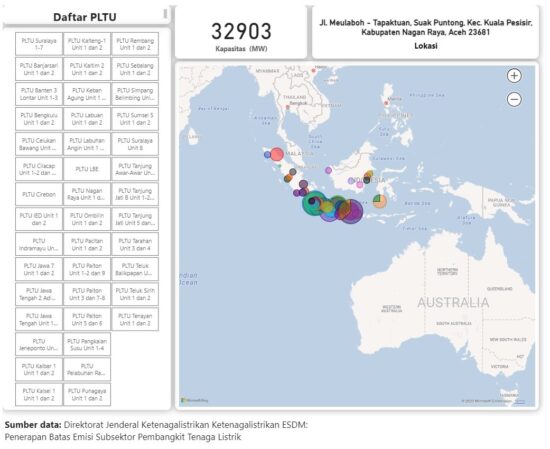 Peta Sebaran Peserta Perdagangan Karbon Subsektor Pembangkit Tenaga Listrik Tahun 2023 zonaebt.com