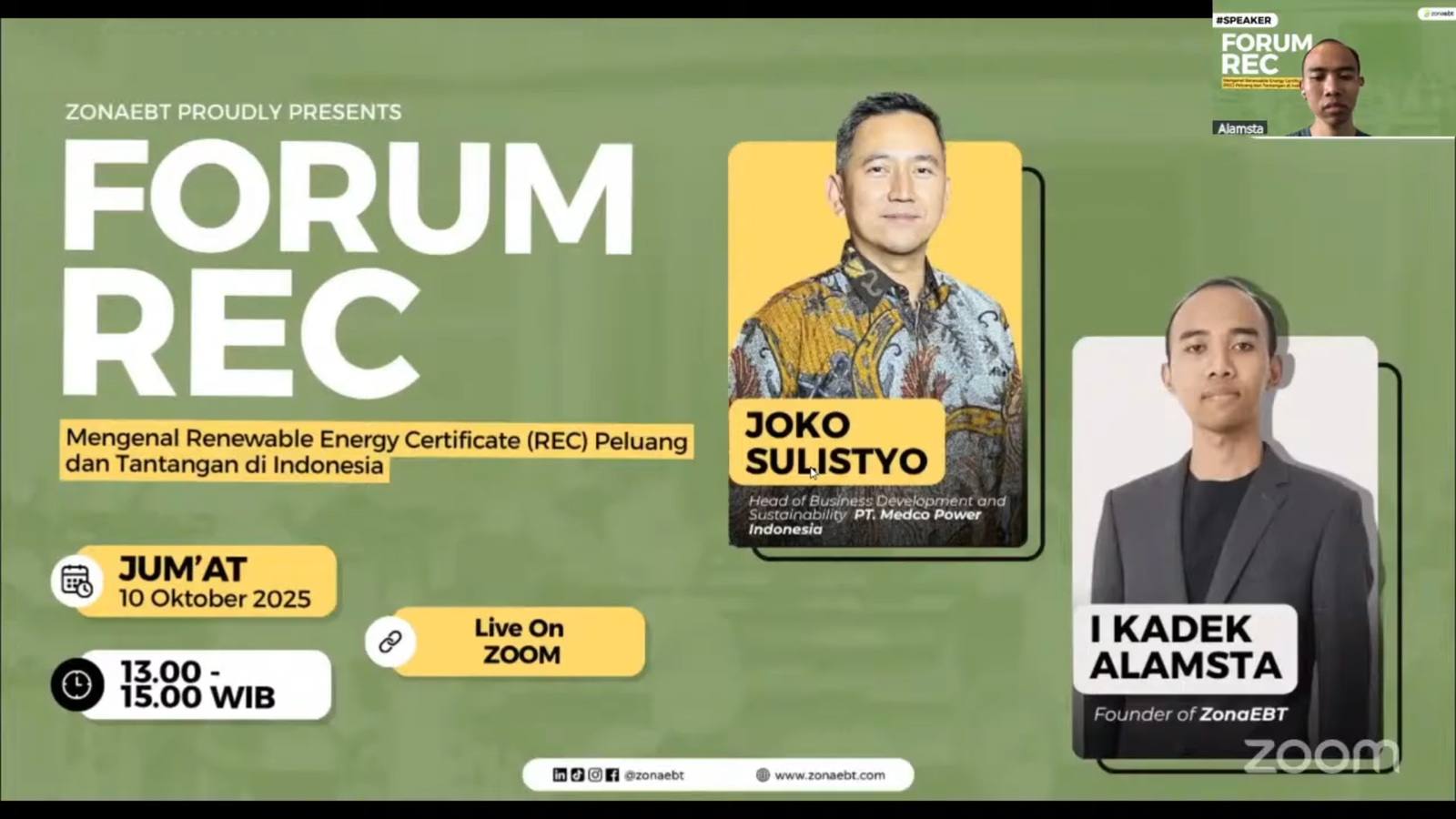 ZonaEBT presents Forum REC: Mengenal Renewable Energy Certificate (REC) Peluang dan Tantangan di Indonesia zonaebt.com